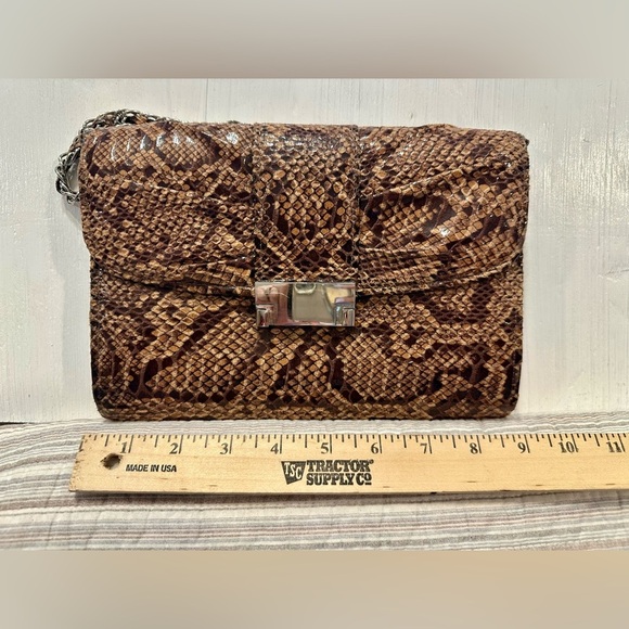 Jessica McClintock Faux Snakeskin Evening Clutch Shoulder Bag Chain Strap - Picture 5 of 10